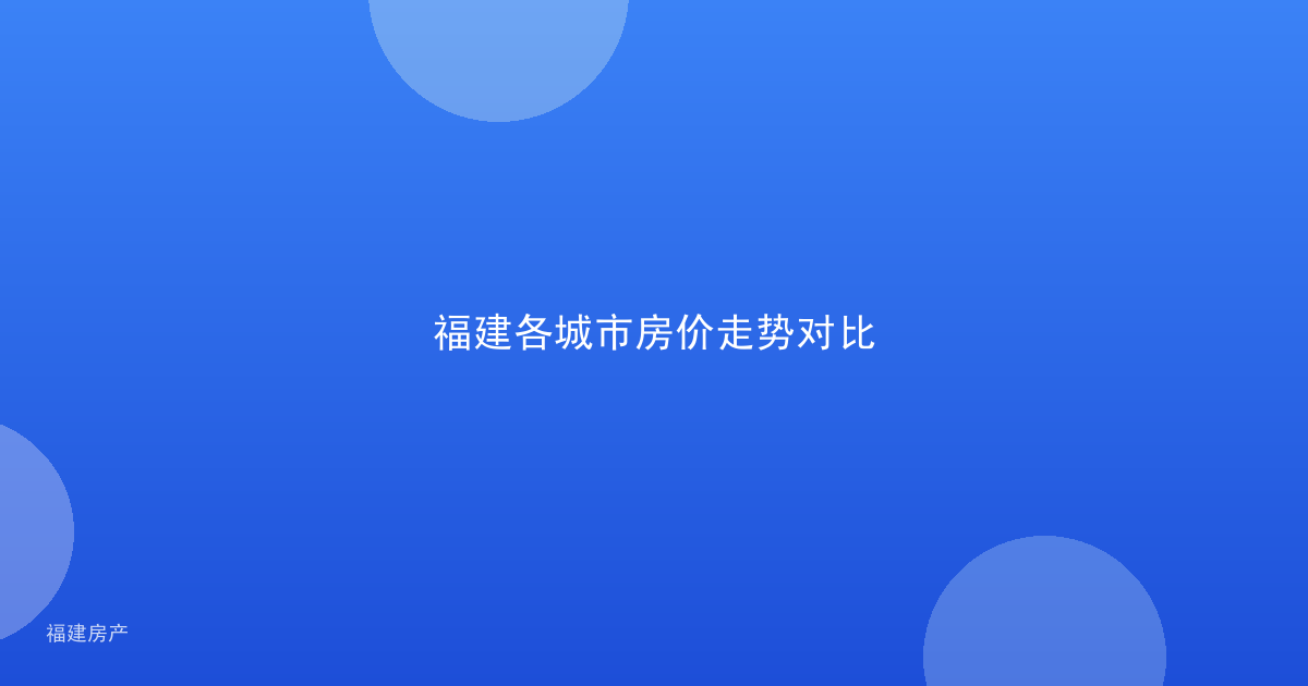 福建各城市房价走势对比